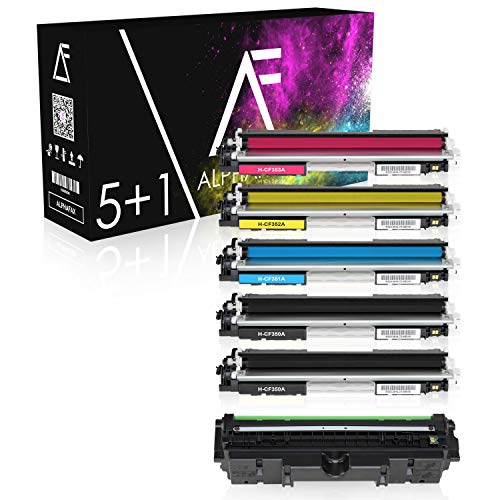 Alphafax 5 Toner mit Trommel kompatibel mit HP Laserjet Pro MFP M170 Series M176 N M177 FW - CF350A CF351A CF352A CF353A CE314A - Schwarz je 1.300 Seiten Color je 1.000 Seiten, Trommel 14.000 Seiten von Alphafax