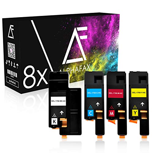Alphafax 8 Toner kompatibel mit Dell C1760nw, C1765nf, 1250c, 1350cnw, 1355cn, C1700 Series - 593-11140 - Schwarz je 2.000 Seiten, Color je 1.400 Seiten von Alphafax