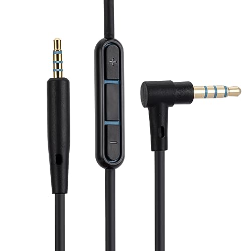 Alphatec QC25 QC35 QC45 OE2 Ersatz-Audiokabel, kompatibel mit Bose-Kopfhörern, 3,5 mm auf 2,5 mm Stereo-Klinkenstecker, 1,8 m, Inline-Mikrofon/Fernbedienung, Schwarz von Alphatec