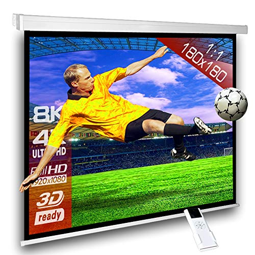 Alphavision Motorleinwand SlenderLine 180 x 180cm (BxH) - 1:1 Format - 2D/3D - Full-HD - 4K Ultra HD - Beamer Leinwand inkl. Funkfernbedienung von Alphavision