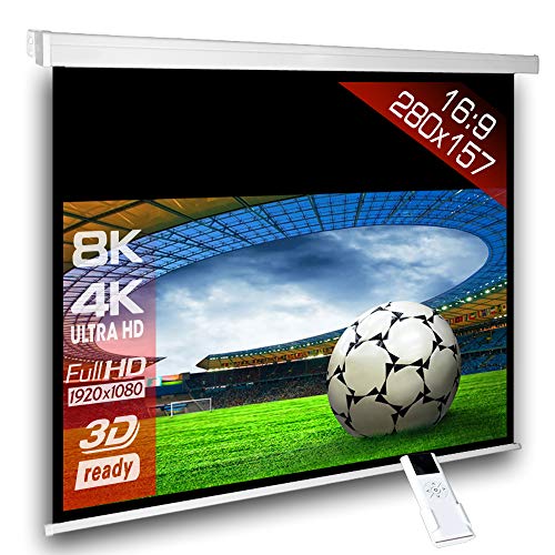 Motorleinwand SlenderLine 274 x 154cm (BxH) - 16:9 Format - 2D/3D - Full-HD - 4K Ultra HD - Beamer Leinwand inkl. Funkfernbedienung von Alphavision