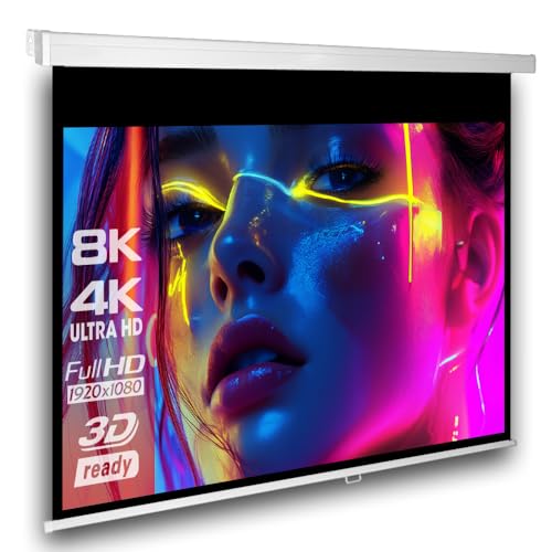 SlenderLine Professional Rolloleinwand 220 x 220 cm| 122 Zoll | 1:1 Bildformat | GEHÄUSEBEREITE: 232 cm| Universal Beamer Projektionsleinwand für Heimkino & Präsentation | Decken- und Wandmontage von Alphavision