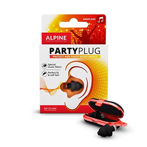 Alpine PartyPlug Gehörschutz Ohrstöpsel für Party, Musik, festivals, Disco und Konzerte sicher genießen - Hohe Musikqualität + Schlüsselanhänger - Hypoallergenes Material - Wiederverwendbar - Schwarz von Alpine