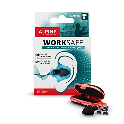 Alpine WorkSafe Gehörschutz Wiederverwendbare Lärmschutz Ohrstöpsel für die Arbeit und Craftsmen Mit Handschuhen abnehmbar von Alpine