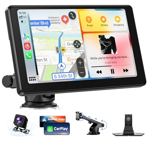 Alpinetech 2025 Neuestes 9 Zoll Carplay Display & Tragbares Android Auto Display, Car Play Display mit Rückfahrkamera GPS Navigation Bluetooth Mirror Link AUX FM Siri, Buddy Display für All Vehicles Alpinetech 2025 Neuestes 9 Zoll Carplay Display & Tragbares Android Auto Display, Car Play Display mit Rückfahrkamera GPS Navigation Bluetooth Mirror Link AUX FM Siri, Buddy Display für All Vehicles von Alpinetech