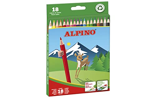 ALPINO 722846 Stiftkasten auf stifte Sortiments 18 Einheite mit Spitzer, 3.3 mm, bunt von Alpino