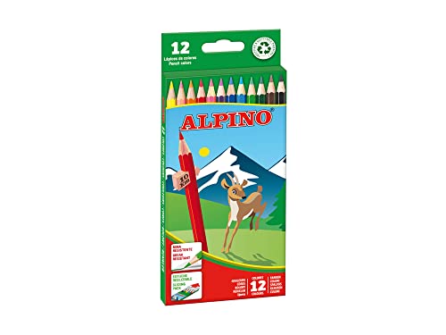 Alpino Buntstifte 12 Stück | Kinder-Buntstifte | Zeichnen und Malen mit leuchtenden und lebendigen Farben | Schulbedarf | Malstifte Etui von Alpino