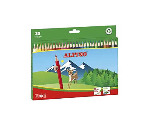 Alpino Buntstifte 30 Stück | Kinder-Buntstifte | Zeichnen und Malen mit leuchtenden und lebendigen Farben | Schulbedarf | Malstifte Etui von Alpino