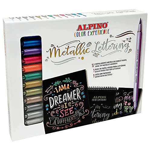 Alpino Color Experience Metallic Lettering Kit | Metallic Lettering Pens | Double Tip Markers for Lettering | Lettering and Calligraphy Printing von Alpino