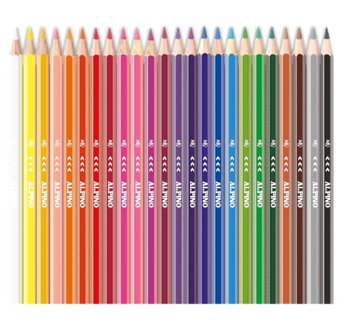 Alpino - Etui mit 24 extra deckenden Buntstiften | Bleistifte mit intensiven Pigmenten | Schul- und Kunstmaterial | hochwertige Bleistifte | lebendige und robuste Farben von Alpino