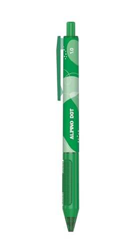 Alpino Packung mit 24 Dot-Kugelschreibern – grüne Tinte | Ikonisches Design mit einziehbarem System | weicher und rutschfester Griff | 1 mm Spitze | hochwertige und schnell trocknende Tinte von Alpino