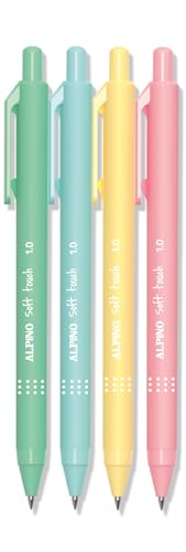 Alpino - Set mit 4 Soft Touch Pastell-Kugelschreibern – blaue Tinte | mit rutschfestem Griff und weicher Haptik | 1 mm Spitze | ergonomische Stifte | hochwertige und schnell trocknende Tinte von Alpino