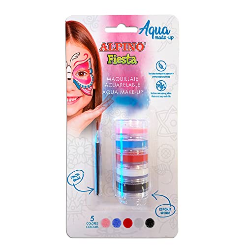 Aqua Make Up Blister Alpine Party 5 Farben | Aquarell Gesicht Make-up | Make-up für Party, Karneval, Halloween | Wasser-Make-up geeignet für Kinder und Erwachsene von Alpino