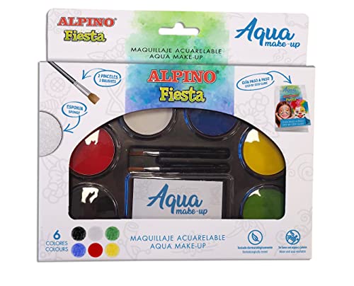 Pack Aqua Make Up Alpino Fiesta | Aquarellierbares Gesichts-Make-up | 6-Farben | Wasser-Make-up für Kinder und Erwachsene von Alpino