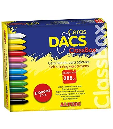 Wachsmalstifte Dacs Classbox Box mit 288 Stück, 12 verschiedene Farben von Alpino
