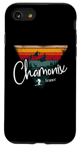 Chamonix Skigebiet Frankreich Ski Alpin Vintage Französische Alpen Hülle für iPhone SE (2020) / 7 / 8 von Alps Souvenir Shop