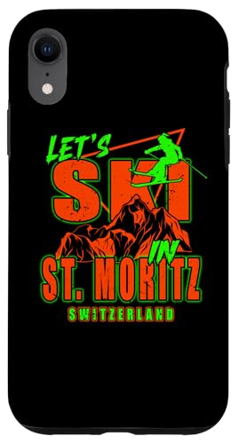 St. Moritz Schweiz Let's Ski Resort Skifahren Schweizer Alpen Hülle für iPhone XR von Alps Souvenir Shop