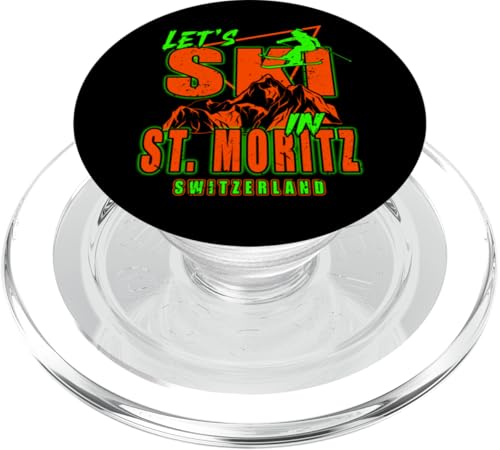 St. Moritz Schweiz Let's Ski Resort Skifahren Schweizer Alpen PopSockets PopGrip für MagSafe von Alps Souvenir Shop