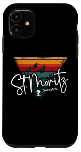St. Moritz Schweiz Vintage Skigebiet Alpen Alpen Hülle für iPhone 11 von Alps Souvenir Shop
