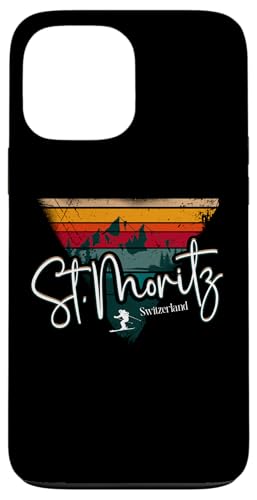 St. Moritz Schweiz Vintage Skigebiet Alpen Alpen Hülle für iPhone 13 Pro Max von Alps Souvenir Shop