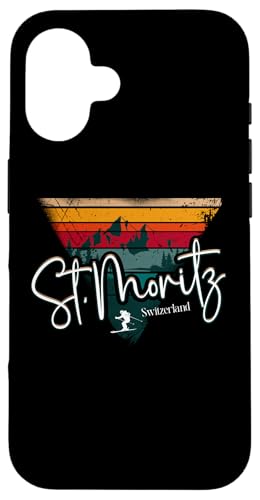 St. Moritz Schweiz Vintage Skigebiet Alpen Alpen Hülle für iPhone 16 von Alps Souvenir Shop