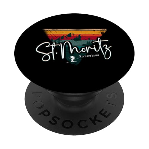 St. Moritz Schweiz Vintage Skigebiet Alpen Alpen PopSockets Klebender PopGrip St. Moritz Schweiz Vintage Skigebiet Alpen Alpen PopSockets Klebender PopGrip von Alps Souvenir Shop