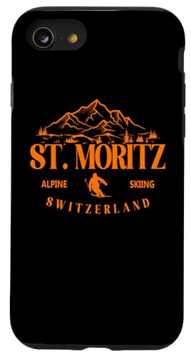 St. Moritz Ski Alpin Schweiz Skigebiet Schweizer Alpen Hülle für iPhone SE (2020) / 7 / 8 von Alps Souvenir Shop