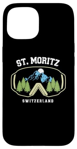 St. Moritz Skibrille Schweiz Resort Skifahren Schweizer Alpen Hülle für iPhone 15 von Alps Souvenir Shop
