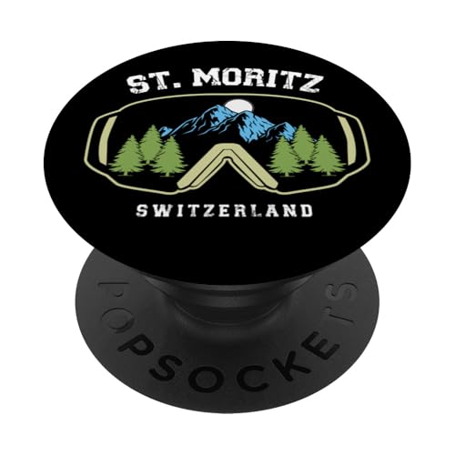 St. Moritz Skibrille Schweiz Resort Skifahren Schweizer Alpen PopSockets Klebender PopGrip von Alps Souvenir Shop