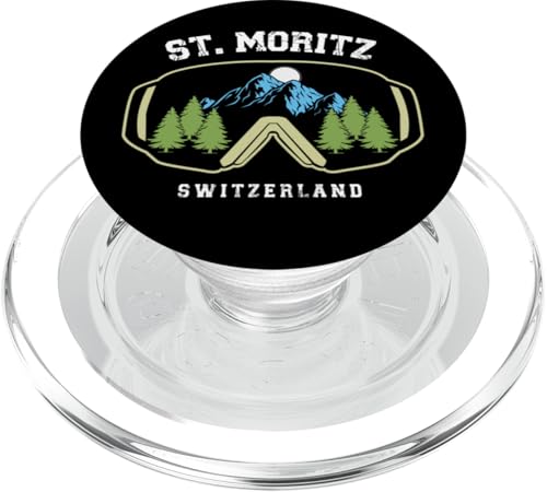 St. Moritz Skibrille Schweiz Resort Skifahren Schweizer Alpen PopSockets PopGrip für MagSafe von Alps Souvenir Shop