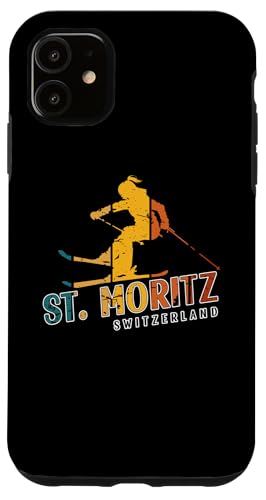 St. Moritz Vintage Schweiz Skigebiet Alpen Alpen Hülle für iPhone 11 von Alps Souvenir Shop