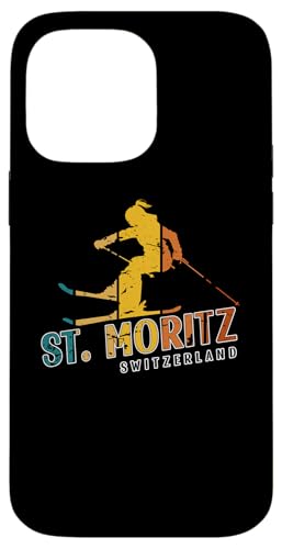 St. Moritz Vintage Schweiz Skigebiet Alpen Alpen Hülle für iPhone 14 Pro Max von Alps Souvenir Shop