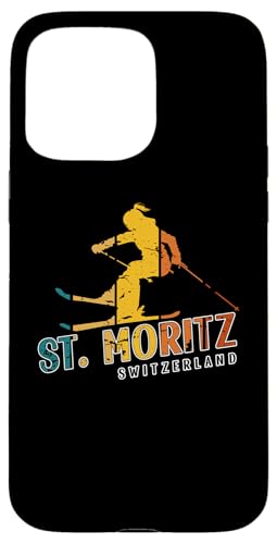 St. Moritz Vintage Schweiz Skigebiet Alpen Alpen Hülle für iPhone 15 Pro Max von Alps Souvenir Shop