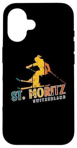 St. Moritz Vintage Schweiz Skigebiet Alpen Alpen Hülle für iPhone 16 von Alps Souvenir Shop