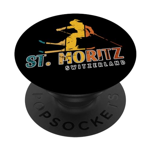 St. Moritz Vintage Schweiz Skigebiet Alpen Alpen PopSockets Klebender PopGrip St. Moritz Vintage Schweiz Skigebiet Alpen Alpen PopSockets Klebender PopGrip von Alps Souvenir Shop