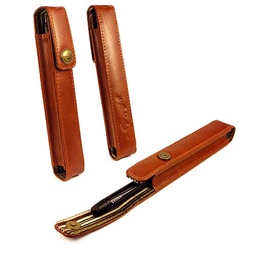 Alston Craig Vintage Echt Leder Hülle Tasche Personalisiert - Stifthalter - Braun [Für MontBlanc, Sheaffer, Cross] von Alston Craig