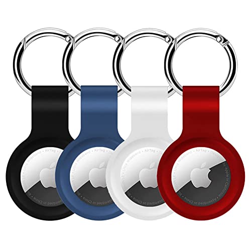 Alsukeay 4 Stück Schutzhüllen für AirTag mit Schlüsselanhänger Silikon Halter Hülle mit Schlüsselring Kompatibel mit AirTag Tracker Brieftasche Rucksäcke Gepäck Hund Katze (Schwarz/Weib/Blau/Rot) Alsukeay 4 Stück Schutzhüllen für AirTag mit Schlüsselanhänger Silikon Halter Hülle mit Schlüsselring Kompatibel mit AirTag Tracker Brieftasche Rucksäcke Gepäck Hund Katze (Schwarz/Weib/Blau/Rot) von Alsukeay