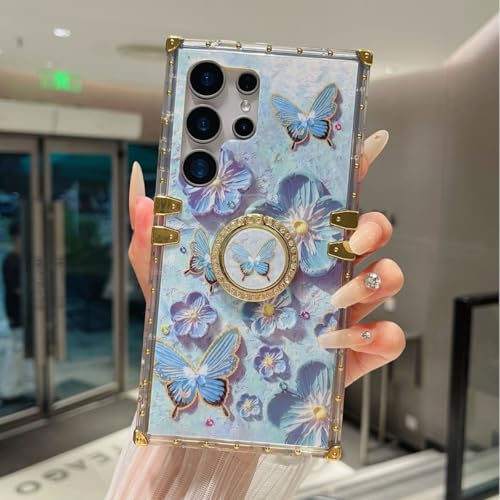 Altartar Glitzer für Samsung Galaxy S25 Plus Hülle mit Ständer,Ölgemälde Blume HandyHülle Stoßfeste Schutzhülle Samsung S25 Plus Silikon Case Niedlich Butterfly Cover für Mädchen Frauen-Blau Altartar Glitzer für Samsung Galaxy S25 Plus Hülle mit Ständer,Ölgemälde Blume HandyHülle Stoßfeste Schutzhülle Samsung S25 Plus Silikon Case Niedlich Butterfly Cover für Mädchen Frauen-Blau von Altartar