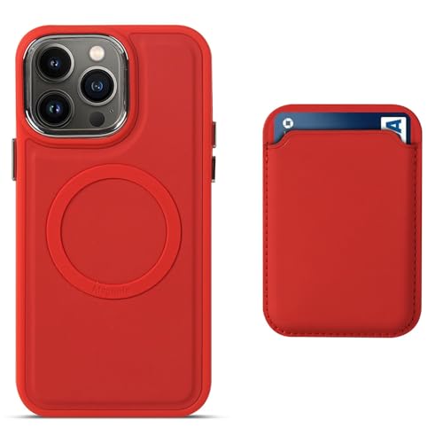 Altartar Handyhülle für iPhone 13 Pro Max Magnetisch Hülle mit Kartenfach,Flüssigsilikon Schutzhülle Kompatibel mit MagSafe Leder Wallet Ultra Dünn Case Cover für iPhone 13 Pro Max-Rot von Altartar