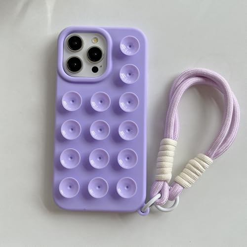 Altartar Handykette Hülle für iPhone 15 Handyhülle mit Armband,Weich Silikon Schutzhülle mit Abnehmbar Lanyard Saugnapf Design Case Stoßfest Kratzfest Bumper Cover-Lila Altartar Handykette Hülle für iPhone 15 Handyhülle mit Armband,Weich Silikon Schutzhülle mit Abnehmbar Lanyard Saugnapf Design Case Stoßfest Kratzfest Bumper Cover-Lila von Altartar