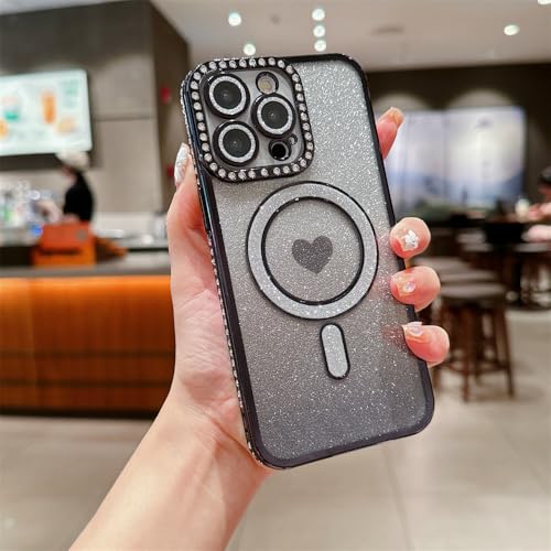 Altartar Magnetisch Handyhülle für iPhone 12 Pro Hülle Glitzer Silikon Schutzhülle Bling Nette Liebe Herz Luxus Klare Glitter Case für Frauen Mädchen Ultradünne TPU Stoßfest Case Cover-Schwarz Altartar Magnetisch Handyhülle für iPhone 12 Pro Hülle Glitzer Silikon Schutzhülle Bling Nette Liebe Herz Luxus Klare Glitter Case für Frauen Mädchen Ultradünne TPU Stoßfest Case Cover-Schwarz von Altartar