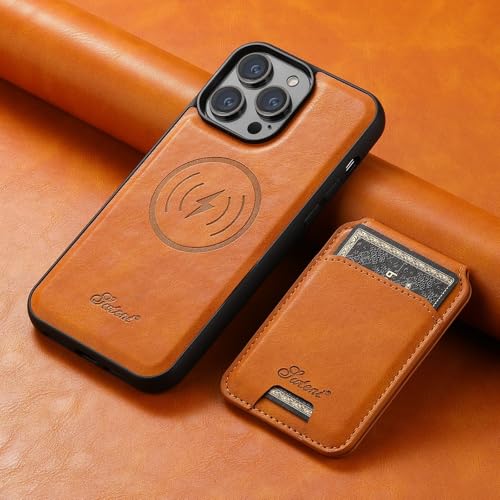 Altartar Magnetisch Handyhülle für iPhone 15 Pro Max Hülle mit Kartenfach,Magnetischer Wallet Handy kreditkartenetui mit Ständer Leder Stoßfest Klapphülle Schutzhülle für iPhone 15 Pro Max-Orange von Altartar