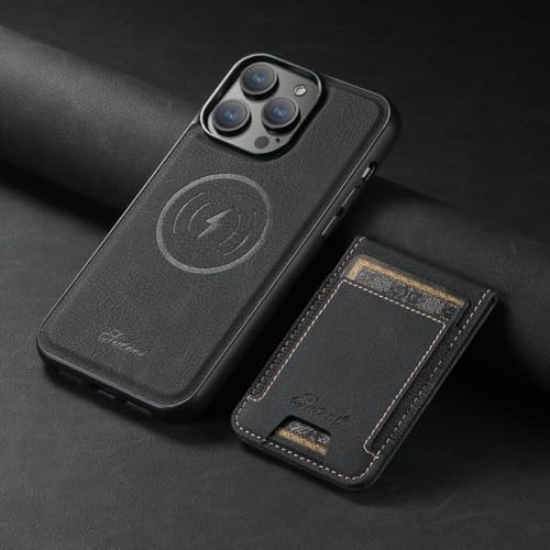 Altartar Magnetisch Handyhülle für iPhone 16 Pro Max Hülle mit Kartenfach,Magnetischer Wallet Handy Kreditkartenetui Klapphülle mit Ständer Stoßfest Leder Schutzhülle für iPhone 16 Pro Max-Schwarz 2 von Altartar