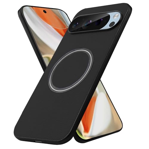 Altartar Magnetisch Hülle für Google Pixel 9/9 Pro Case,Kompatibel mit MagSafe Handyhülle Google 9/9 Pro Schutzhülle Dünn Cover Stoßfest Lederhülle Google Pixel Case-Schwarz von Altartar