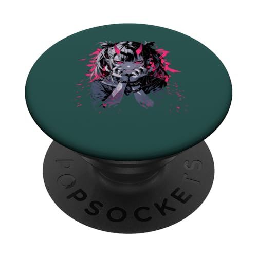 Goth Grunge Dämon Anime Girl Waifu Horror Alt-Ästhetik PopSockets mit austauschbarem PopGrip von Alternative Vaporwave Gothic Sad Alt Grunge Woman