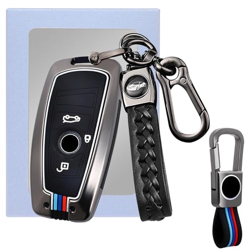 Altsbaos Kompatibel mit BMW Schlüsselhülle 1 2 3 4 5 6 7er M2 M3 M4 Zinklegierung Auto schlüsselabdeckung F30/F31 Autoschlüssel Hülle X5 X6 F15 F16 Schlüssel Cover mit Schlüsselanhänger 2PCS - 3 Taste von Altsbaos