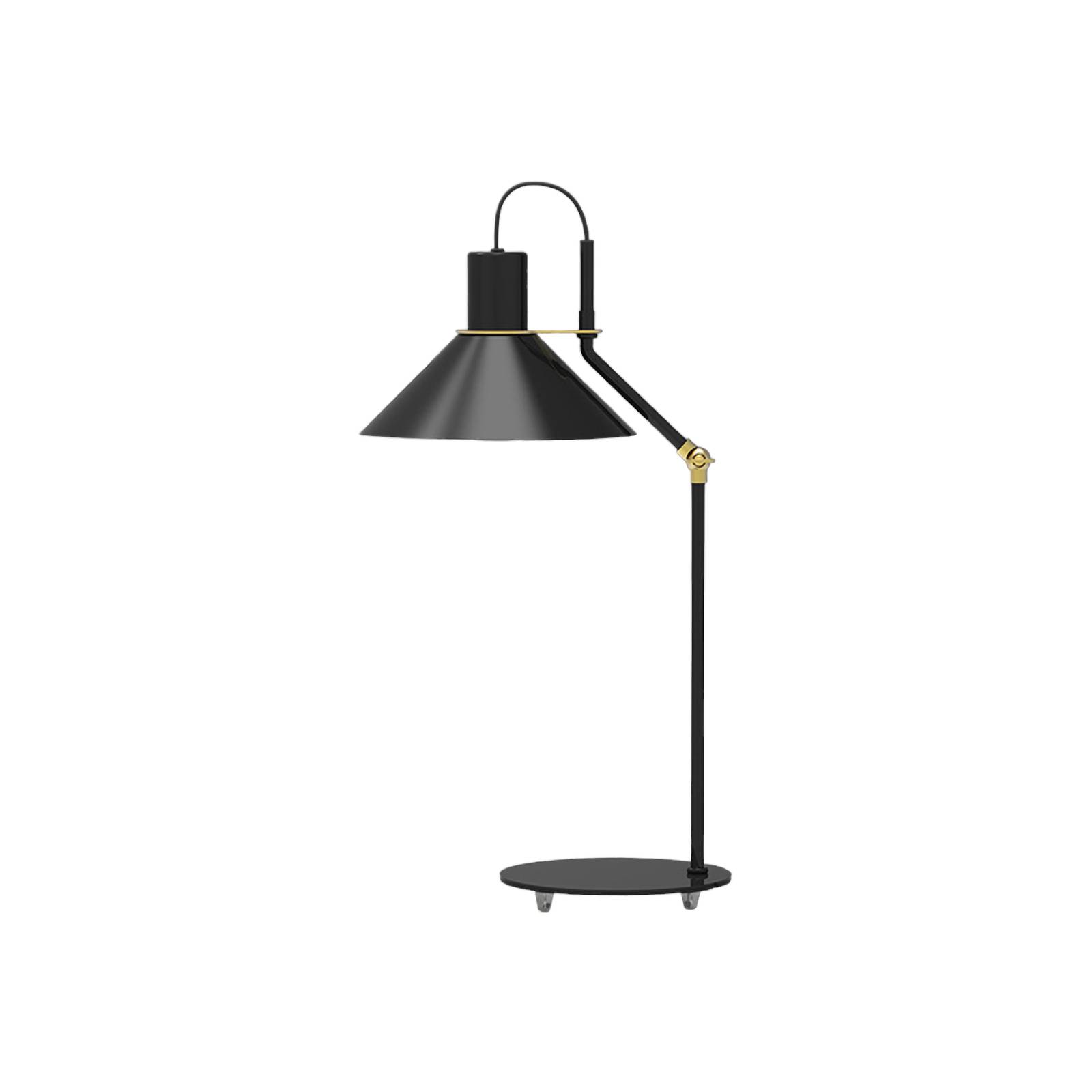 Aluminor Zinga Tischlampe, schwarz, Messingdetail von Aluminor