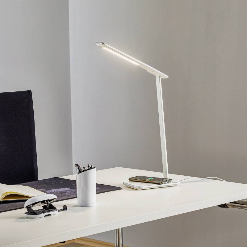 LED-Schreibtischleuchte Orbit mit Induktion silber von Aluminor