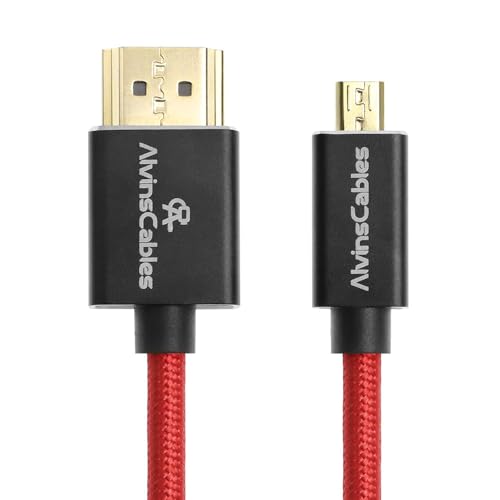 Alvin's Cables 8K 2.1 Micro HDMI auf HDMI Aufgerolltes Kabel für Atomos Ninja V, 8K@60Hz 4K@60Hz High Speed HDMI Kabel für Sony A7RIII A7II A7II A7M3, für Canon R5 M6, Rot geflochten Alvin's Cables 8K 2.1 Micro HDMI auf HDMI Aufgerolltes Kabel für Atomos Ninja V, 8K@60Hz 4K@60Hz High Speed HDMI Kabel für Sony A7RIII A7II A7II A7M3, für Canon R5 M6, Rot geflochten von Alvin's Cables