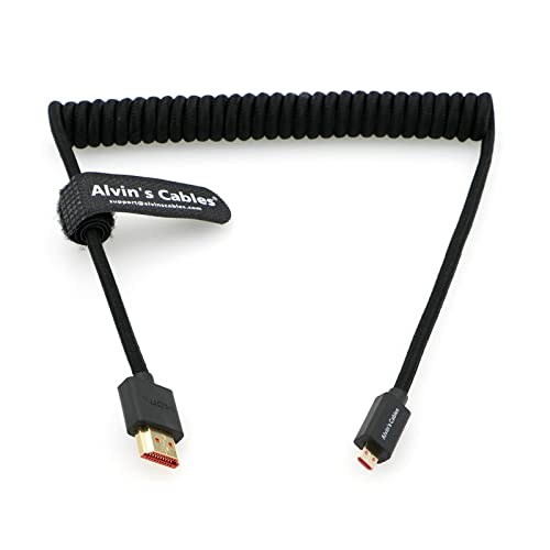 Alvin's Cables 8K 2.1 Micro-HDMI auf HDMI geflochtenes Spiralkabel für Atomos-Ninja-V 4K-60P Record 48Gbps HDMI für Canon-R5C| R5| R6 von Alvin's Cables